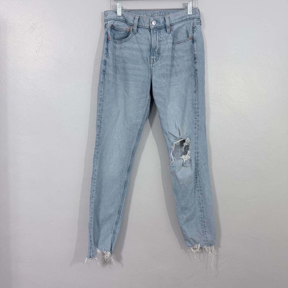 American Eagle 90S Skinny Size 8 Regular Light Wash Distressed Jeans